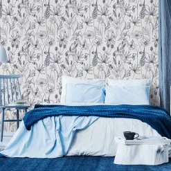 Clearance Muralo Papier Peint Fleurs Herbes Plantes Dans Style Rétro Pour La Chambre