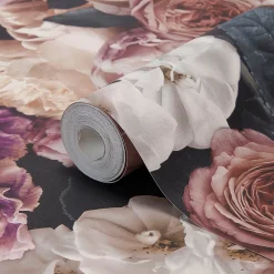Clearance GoodHome Papier peint floral vinyle sur intissé mauve, Drosera
