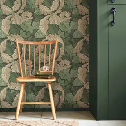 Hot William Morris Papier peint intissé Ancanthus burnt imprimé feuillage vert L.1000 x l.52cm