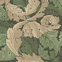 Hot William Morris Papier peint intissé Ancanthus burnt imprimé feuillage vert L.1000 x l.52cm