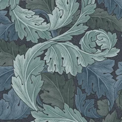Best William Morris Papier peint intissé Ancanthus imprimé feuillage bleu L.1000 x l.52cm