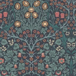 William Morris Papier peint intissé Blackthorn navy imprimé nature vert L.1000 x l.52cm* Papier Peint Pour Couloir