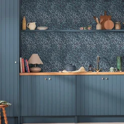 Hot William Morris Papier peint intissé Deep blues bleu profond L.1000 x l.52cm
