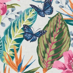 Envy Papier peint intissé Eden day imprimé fleurs tropicales rose, vert, bleu L.1000 x l.52cm* Papier Peint Fleuri