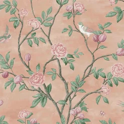 Clearance Laura Ashley Papier peint intissé Eglantine imprimé fleurs d'eglantine rose L.1000 x l.52cm