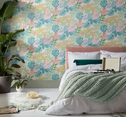 Envy Papier peint intissé Exotic day fleurs multicouleurs L.1000 x l.52cm* Papier Peint Fleuri