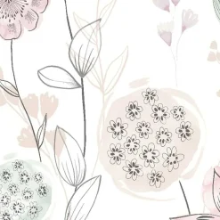 Lutèce Papier peint intissé fleuri Lavinia rose pastel L.1005 x l.53cm*Enfant Papier Peint Fleuri|Papier Peint Pour Couloir