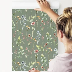 New Muralo Papier Peint Intissé FLEURS Printemps Feuilles Délicat Pour Salon