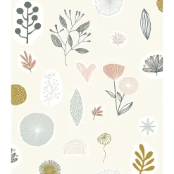 Best Lutèce Papier peint intissé fleuri Les aventures Louise fleurs et feuillage rose L.1001 x l.53cm