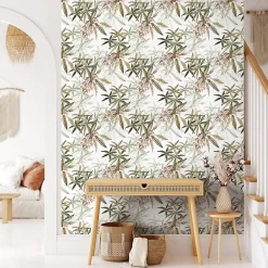 Outlet Ugepa Papier peint intissé imprimé tropical vert, beige L.1001 x l.53cm Ugèpa