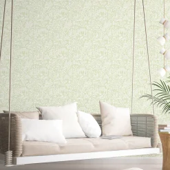 Lutece Papier peint intissé Jardin Secret mat et satiné enfant, animaux vert, blanc l.1000 x l.53 cm* Papier Peint Baroque