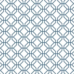 Discount Lutece Papier peint intissé Jardin Secret mat et satiné hexagone bleu, blanc l.1000 x l.53 cm