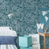 Lutèce Papier peint intissé Les aventures imprimé safary bleu pétrole L.1005 x l.53cm* Papier Peint Naturel Et Tropical