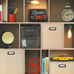 Lutece Papier peint intissé les aventures étagère vintage* Papier Peint Imitant