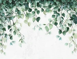 Wallarena Papier Peint Intissé Panoramique Feuilles Vert Nature 300x210 cm - Colle Inclus - Chambre et Salon - Moderne Papier Peint* Papier Peint Panoramique