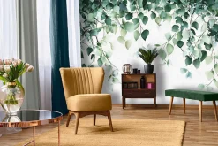 Wallarena Papier Peint Intissé Panoramique Feuilles Vert Nature 300x210 cm - Colle Inclus - Chambre et Salon - Moderne Papier Peint* Papier Peint Panoramique