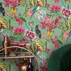 Discount Envy Papier peint intissé Paradiso fleurs exotiques multicouleurs L.1000 x l.52cm