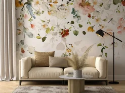 Best Muralo Papier Peint Intissé Photo Pour Salon FLEURS Colorées Feuilles Plantes Nature 405cm x 270cm