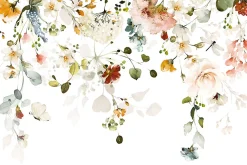 Sale Muralo Papier Peint Intissé Photo Pour Salon FLEURS Colorées Feuilles Plantes Nature 270cm x 180cm