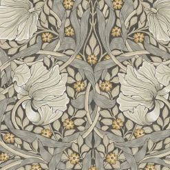 William Morris Papier peint intissé Pimpernel navy imprimé fleurs beige L.1000 x l.52cm* Papier Peint Pour Couloir