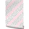 Online Muralo Papier Peint Intissé Points Noir Rayures Rose Pour Chambre D'Enfant