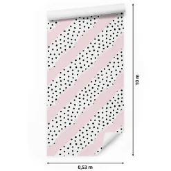 Online Muralo Papier Peint Intissé Points Noir Rayures Rose Pour Chambre D'Enfant