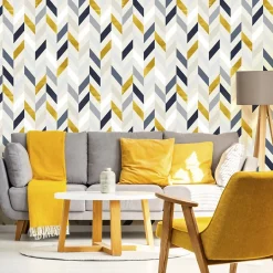 Sale Muralo Papier Peint Intissé Pour Salon MOTIF Géométrique Coloré