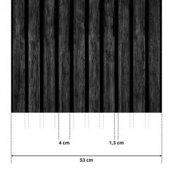Clearance Muralo Papier Peint Intissé Pour Chambre PLANCHES Noir Lamelles Bois Imitation