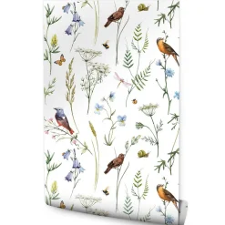 New Muralo Papier Peint Intissé Pour Salon OISEAUX Fleurs Feuilles Nature