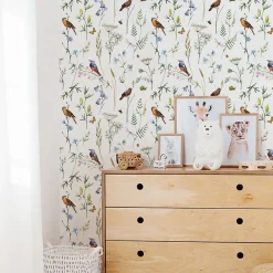 New Muralo Papier Peint Intissé Pour Salon OISEAUX Fleurs Feuilles Nature