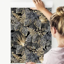 Online Muralo Papier Peint Intissé Pour Salon FEUILLES Tropicales Nature
