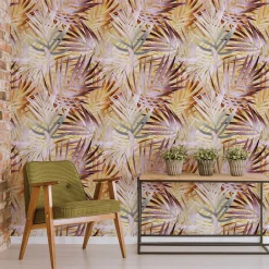 Sale Muralo Papier Peint Intissé Pour La Chambre FEUILLES Exotiques Plantes Tropicales