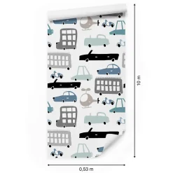 Best Muralo Papier Peint Intissé Pour Chambre d'Enfant Voitures Colorées