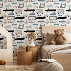 Best Muralo Papier Peint Intissé Pour Chambre d'Enfant Voitures Colorées