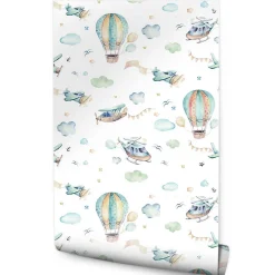 Best Muralo Papier Peint Intissé Pour Chambre D'Enfants AVIONS Ballons Nuages
