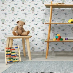 Best Muralo Papier Peint Intissé Pour Chambre D'Enfants AVIONS Ballons Nuages
