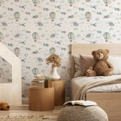 Best Muralo Papier Peint Intissé Pour Chambre D'Enfants AVIONS Ballons Nuages