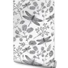 New Muralo Papier Peint Intissé Pour Salon LIBELLULE Fleurs Nature Noir Blanc