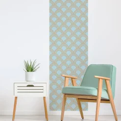 Discount Ambiance Sticker Papier peint intissé pré-encollé - SCANDINAVE ART DÉCO AQUAMARINE ARCHES - 1 rouleau de 300x60cm