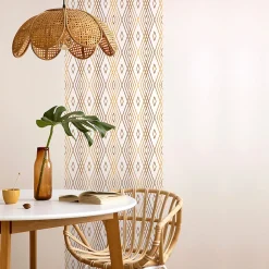 Ambiance Sticker Papier peint intissé pré-encollé - SCANDINAVE ART DÉCO LOSANGES BLANC ET DORÉ - 1 rouleau de 300x60cm* Papier Peint Art Déco
