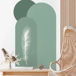 Ambiance Sticker Papier peint intissé pré-encollé fresques géantes - ARCHES ET PLUME DE LA JUNGLE - 100x60cm* Papier Peint Art Déco