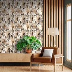 New Ambiance Sticker Papier peint intissé pré-encollé - SCANDINAVE ABSTRAIT TONS AUTOMNE - 1 rouleau de 300x60cm