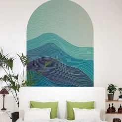 Ambiance Sticker Papier peint intissé pré-encollé fresques géantes - ARCHE VAGUES ABSTRAITES EN OCÉAN - 85x60cm* Papier Peint Géométrique