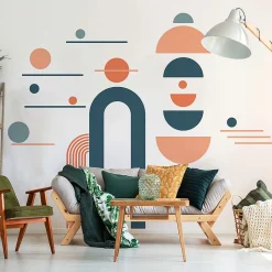 New Ambiance Sticker Papier peint intissé pré-encollé fresques géantes - ARCHES ART MODERNE ET DEMI CERCLES - 80x60cm