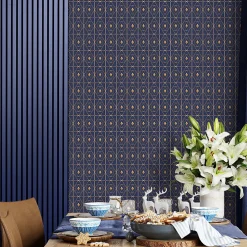 Discount Ambiance Sticker Papier peint intissé pré-encollé - SCANDINAVE SAPPHIRE - 1 rouleau de 300x60cm