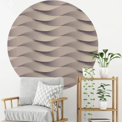 Ambiance Sticker Papier peint intissé pré-encollé fresques géantes - FRESQUE DESIGN VAGUES D'ILLUSION - 120x120cm* Papier Peint Art Déco