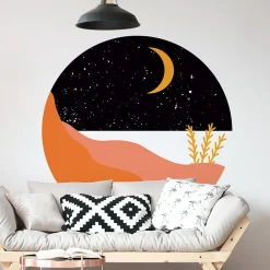 Ambiance Sticker Papier peint intissé pré-encollé fresques géantes - ROND BORD DE MER NOIR - 60x60cm* Papier Peint Art Déco