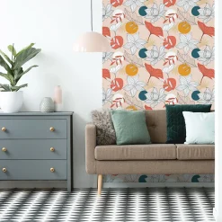 Ambiance Sticker Papier peint intissé pré-encollé - ABSTRAIT FLEURS MULTICOLOR - 1 rouleau de 300x60cm* Papier Peint Fleuri
