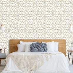 Hot Ambiance Sticker Papier peint intissé pré-encollé - MOTIF GÉOMÉTRIQUE SCANDINAVE - 1 rouleau de 300x60cm