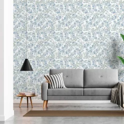 Ambiance Sticker Papier peint intissé pré-encollé - FLEURS DE JASMIN BLEU - 1 rouleau de 300x60cm